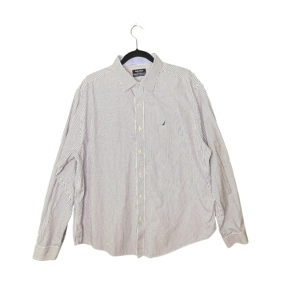 Nautica Men Classic Fit Ocean Washed Stripe Shirt XXL * Nautical Classic Sailing